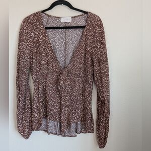 NWOT Sugar Fox Patterned Blouse Size M